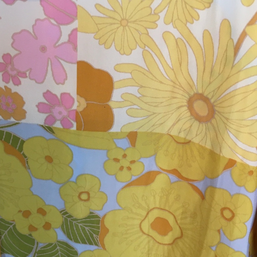 Rose & Olive Women's Floral Patchwork Button Down Shirt - Yellow, Pink, Blue - Picture 5 of 8